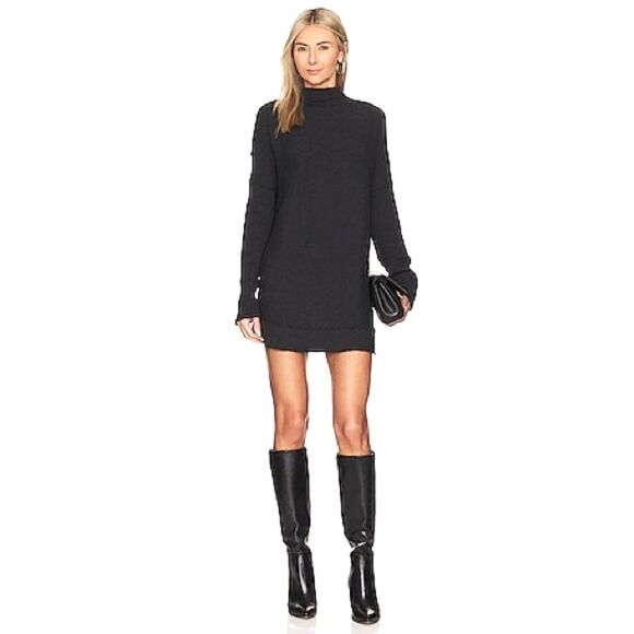 We The Free by Free People Casey Mock Neck Ribbed Tunic in Black size Small - Picture 1 of 14